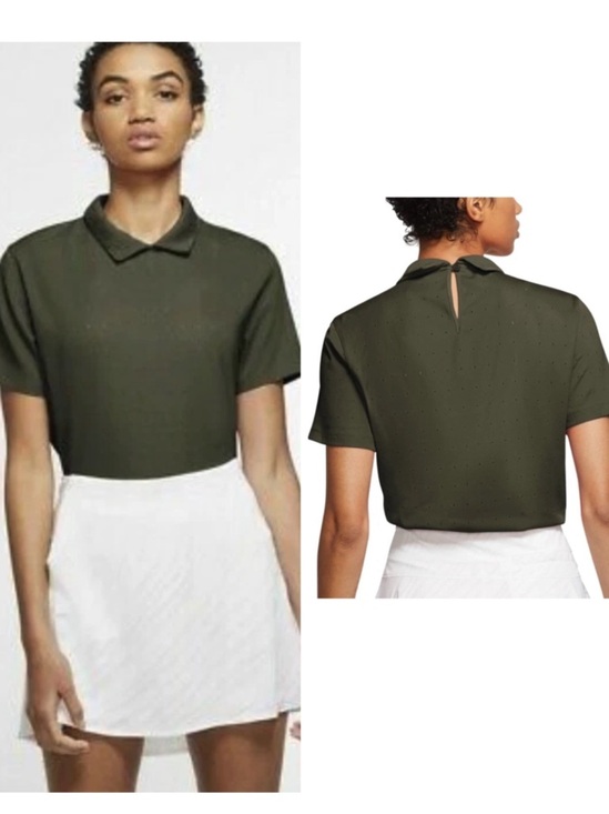 Nike Tops - Nike Dri-FIT Olive Green Polo Shirt Womens Small Perforated Athletic Golf Top
